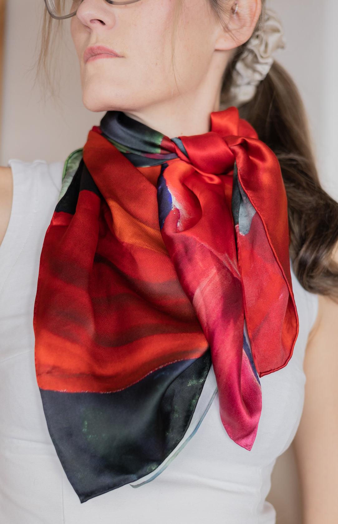 Poppies -- Artistic Silk Scarf Collection First Edition - Kayleigh May